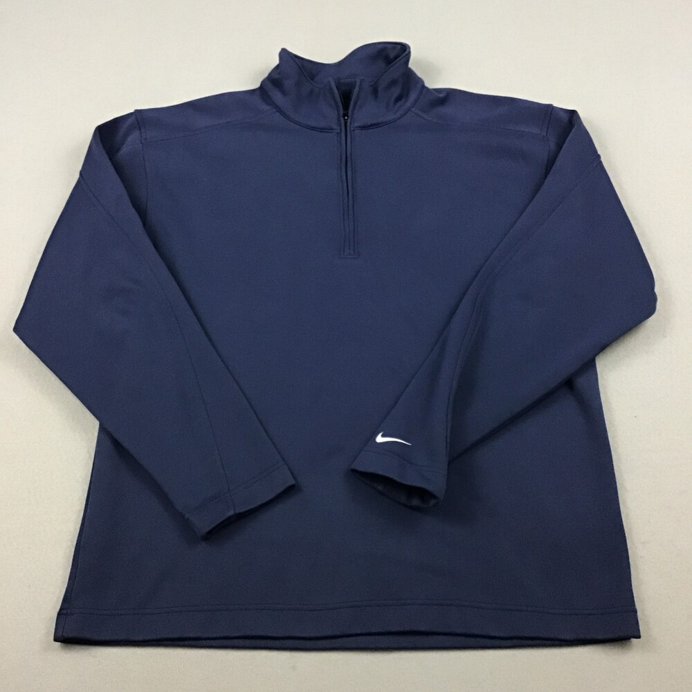 Nike Sweater Men Large Blue 1/4 Zip Pullover Nike Golf Cover Up Dri Fit L